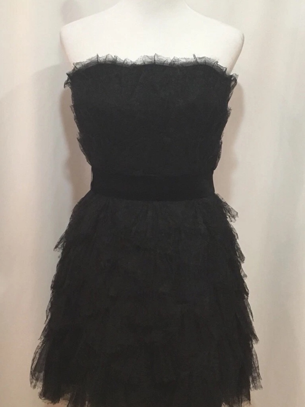 Tadashi Shoji tulle, belted cocktail dress